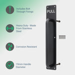 Architectural Pull Handle On Plate - Engraved Pull - 475 x 75mm - Matt Black - tradefit - 2