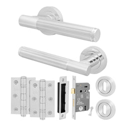 Aurora Polished Chrome Lever on Rose Door Handle Kit - Sashlock