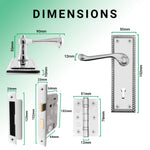 Georgian Rope Edge Scroll Polished Chrome Door Handle Pack - 64mm Sashlock - tradefit - 3