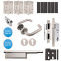 Fire Door Kit - HMO Apartment Entrance Kit - Severe Duty - Keyed Differ - Satin Stainless Steel