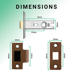 3 inch/76mm Tubular Latch Bolt Through - 57mm Backset - Bronze - tradefit - 2