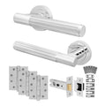 Aurora Polished Chrome Lever on Rose Door Handle Kit - Medium Duty FD30/60 - 76mm Latch