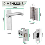 Round Bar 19mm Safety Return To Door Lever Latch Pack - 175 x 44mm - 66mm Latch x 75mm Hinges - Satin Stainless - tradefit - 4