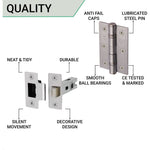 Round Bar 19mm Safety Return To Door Lever Latch Pack - 175 x 44mm - 66mm Latch x 75mm Hinges - Satin Stainless - tradefit - 5
