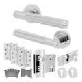 Dumont Polished Chrome Lever on Rose Door Handle Kit - Medium Duty FD30/60 - 80mm Euro Sashlock and Thumbturn Cylinder - Keyed Alike