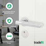 Dumont Polished Chrome Lever on Rose Door Handle Kit - Medium Duty FD30/60 - 80mm Euro Sashlock and Double Cylinder - Keyed to Differ - tradefit - 2