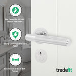 Dumont Polished Chrome Lever on Rose Door Handle Kit - Medium Duty FD30/60 - 80mm Euro Sashlock and Double Cylinder - Keyed Alike - tradefit - 2