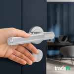 Dumont Polished Chrome Lever on Rose Door Handle Kit - Medium Duty FD30/60 - 80mm Euro Sashlock and Double Cylinder - Master Keyed - tradefit - 6