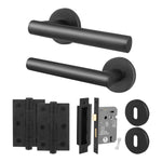 Vigo Lever on Rose Matt Black Door Handle Kit - Medium Duty - 64mm Sashlock - tradefit - 1