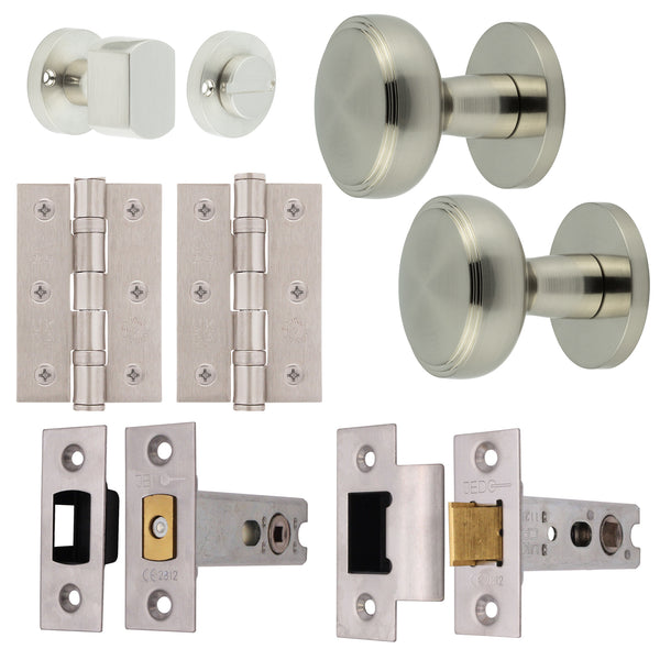 Martil Satin Nickel Mortice Door Knob Kit - 76mm Bathroom Deadbolt - tradefit - Featured Image