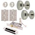 Martil Satin Nickel Mortice Door Knob Kit - 80mm Sashlock