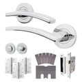 Euroda-Plus Polished Chrome Lever on Rose Fire Door Handle Pack - Bathroom - FD30/60