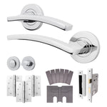 Euroda - Plus Polished Chrome Lever on Rose Fire Door Handle Pack - Bathroom - FD30/60 - tradefit - 1