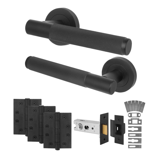 Dumont Matt Black Lever on Rose Door Handle Kit - Medium Duty FD30/60 - 76mm Latch - tradefit - Featured Image