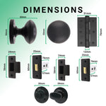 Victorian Black Mortice Door Knob Kit - 76mm Bathroom Deadbolt & 76mm Hinges - tradefit - 3