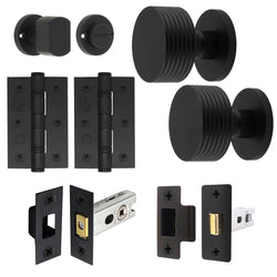 Tangier Matt Black Mortice Door Knob Kit - 76mm Bathroom Deadbolt - tradefit