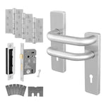 Return to Door Lever on Backplate Stainless Steel Door Handle Kit - Medium Duty FD30/60 - 80mm Sashlock - 1