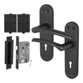 Bosa Matt Black Lever on Backplate Door Handle Pack - 80mm Sashlock