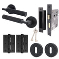 Mode-Grip Black Lever on Rose Door Handle Pack - 3 Lever Lock