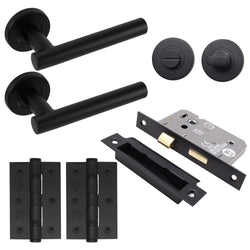 Black T - Bar Door Handle on Rose Pack - Bathroom - tradefit