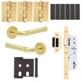 Santana Satin Brass Lever on Rose Door Handle Kit - Heavy Duty FD30/60 - DIN Latch