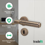 Flores Antique Brass Lever on Rose Door Handle Kit - Sashlock - tradefit - 2