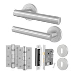 Vigo Lever on Rose Stainless Steel Door Handle Kit - Medium Duty - 64mm Sashlock - tradefit - 1