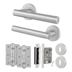 Vigo Lever on Rose Stainless Steel Door Handle Kit - Medium Duty - 64mm Sashlock - tradefit