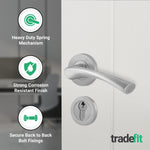 Nola Satin Nickel Lever on Rose Door Handle Kit - 80mm Euro Sashlock and Double Cylinder - Keyed to Differ - tradefit - 4