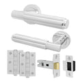 Flores Polished Chrome Lever on Rose Door Handle Kit - 64mm Latch