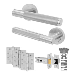 Dumont Satin Nickel Lever on Rose Door Handle Kit - Medium Duty FD30/60 - 76mm Latch - tradefit