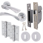 Nola Polished Chrome Lever on Rose Door Handle Pack - BS3621 5 Lever Lock - tradefit - 1