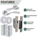 Nola Polished Chrome Lever on Rose Door Handle Pack - BS3621 5 Lever Lock - tradefit - 3
