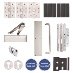 Fire Door Kit - Corridor Locking Double Cylinder Master Keyed - Heavy Duty - Satin Stainless Steel - tradefit