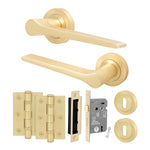 Tapera Satin Brass Lever on Rose Door Handle Kit - Sashlock - tradefit - 1