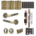 Aurora Antique Brass Lever on Rose Door Handle Kit - Heavy Duty FD30/60 - DIN Euro Sashlock and Double Cylinder - Keyed to Differ
