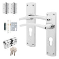 Euroda-Plus Polished Chrome Door Handle Pack - Euro Lock & Double Cylinder