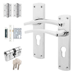 Euroda - Plus Polished Chrome Door Handle Pack - Euro Lock & Double Cylinder - tradefit - 1