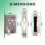 Mortice Fire Rated Sashlock - 80mm Case Size - 57mm Backset - Satin Nickel - tradefit - 5