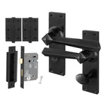 Tudor Antique Black Iron Lever Door Handle Pack - 80mm Bathroom - tradefit - 1
