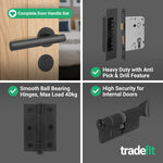 Vigo Lever on Rose Matt Black Door Handle Kit - Medium Duty - 80mm Euro Sashlock and Thumbturn Cylinder - Keyed Alike - 5