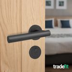 Vigo Matt Black Lever on Rose Door Handle Kit - Medium Duty FD30/60 - 80mm Euro Sashlock and Thumbturn Cylinder - Master Keyed - tradefit - 7