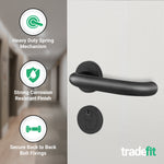 Return to Door Lever on Rose Matt Black Door Handle Kit - Medium Duty - 80mm Euro Sashlock and Double Cylinder - Keyed Alike - tradefit - 4