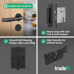 Return to Door Lever on Rose Matt Black Door Handle Kit - Medium Duty - 80mm Euro Sashlock and Thumbturn Cylinder - Keyed Alike - tradefit - 5
