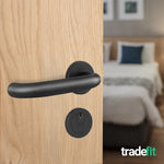 Return to Door Lever on Rose Matt Black Door Handle Kit - Medium Duty - 80mm Euro Sashlock and Double Cylinder - Master Keyed - tradefit - 6