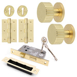 Nador Satin Brass Mortice Door Knob Kit - 80mm Sashlock - tradefit - 1