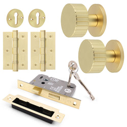 Nador Satin Brass Mortice Door Knob Kit - 80mm Sashlock - tradefit