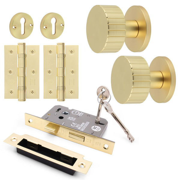 Nador Satin Brass Mortice Door Knob Kit - 80mm Sashlock - tradefit - Featured Image