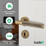 Dumont Antique Brass Lever on Rose Door Handle Kit - Sashlock - 2