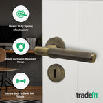 Dumont Antique Brass Lever on Rose Door Handle Kit - Sashlock - tradefit - 2